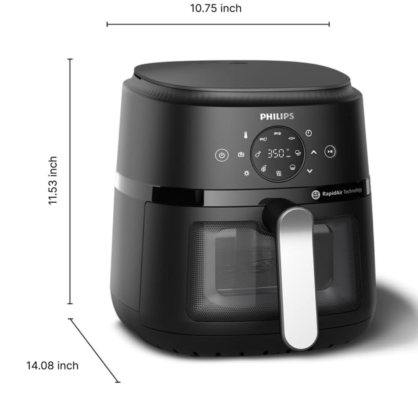 Philips-Airfryer der Serie 2000 – 4,2 l Fassungsvermögen, RapidAir-Technologie, 13-in-1-Voreinstellungen, Touchscreen-Steuerung, Kochfenster, bis zu 90% weniger Fett (NA221/00)