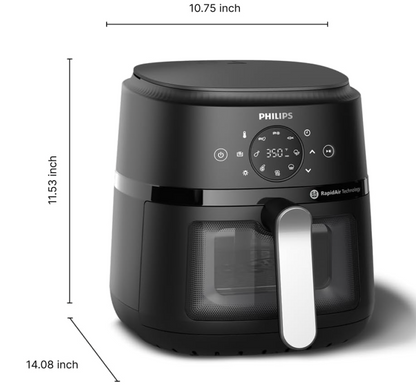 Philips-Airfryer der Serie 2000 – 4,2 l Fassungsvermögen, RapidAir-Technologie, 13-in-1-Voreinstellungen, Touchscreen-Steuerung, Kochfenster, bis zu 90% weniger Fett (NA221/00)